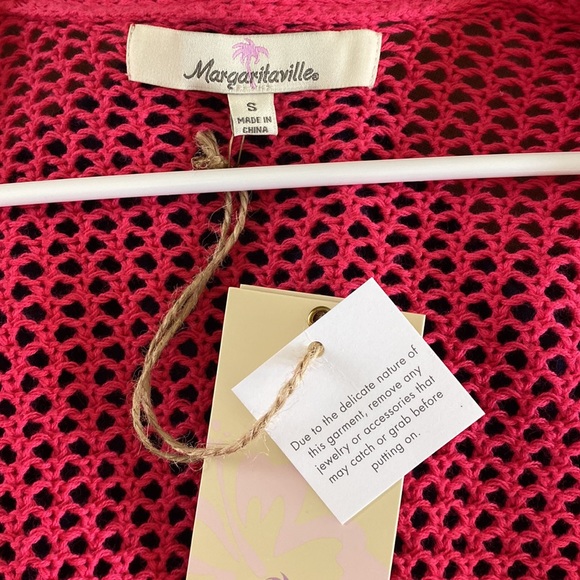Margaritaville crochet, bright pink cardigan, S - Picture 5 of 5
